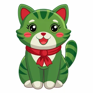 Ai generated Cat Cartoon Stickdatei