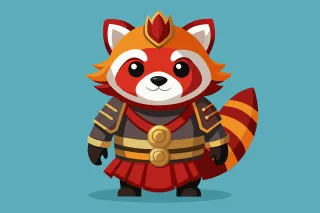 Ai generated Red panda Warrior Stickdatei