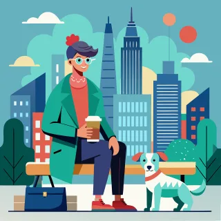 Ai generated Woman Dog Stickdatei – Tiere