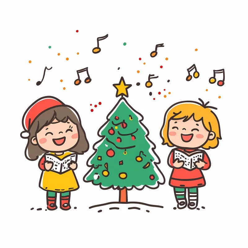 Ai generated Children Christmas carols Stickdatei – Weihnachten