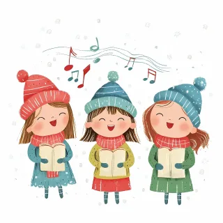 Ai generated Children Christmas carols Stickdatei