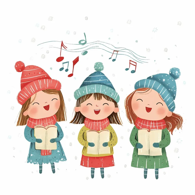 Ai generated Children Christmas carols Stickdatei – Weihnachten