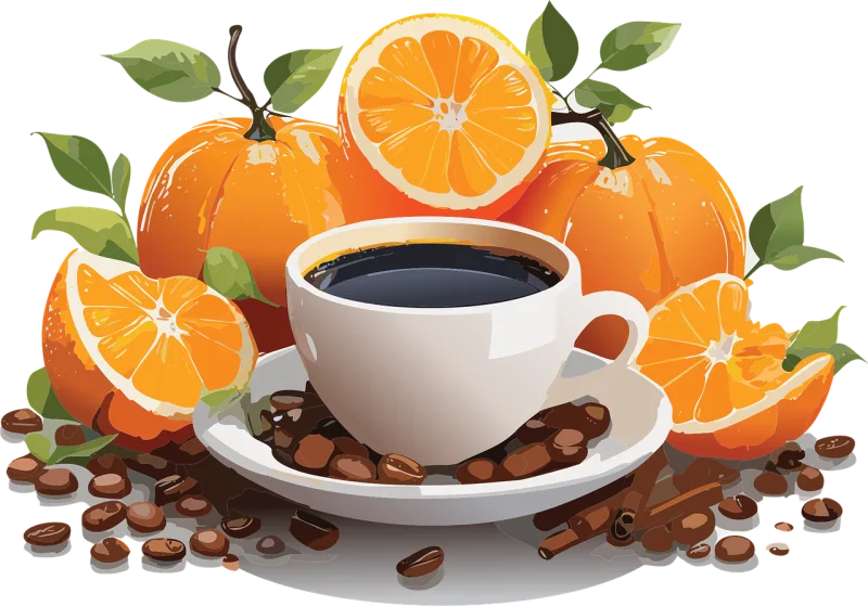 Ai generated Coffee Oranges Stickdatei – Essen & Trinken