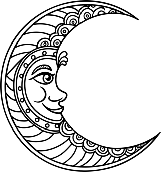 Ai generated Moon Face Stickdatei