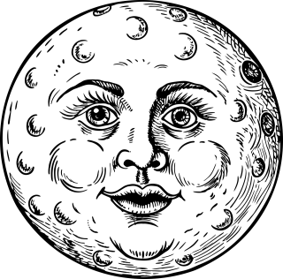 Ai generated Moon Face Stickdatei