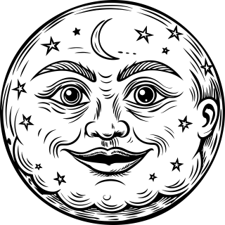 Ai generated Moon Face Stickdatei