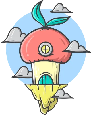 Mushroom Plant Clouds Stickdatei
