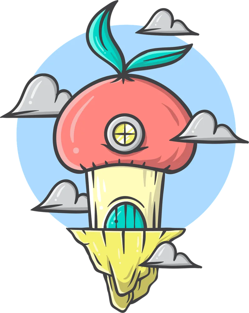 Mushroom Plant Clouds Stickdatei – Natur