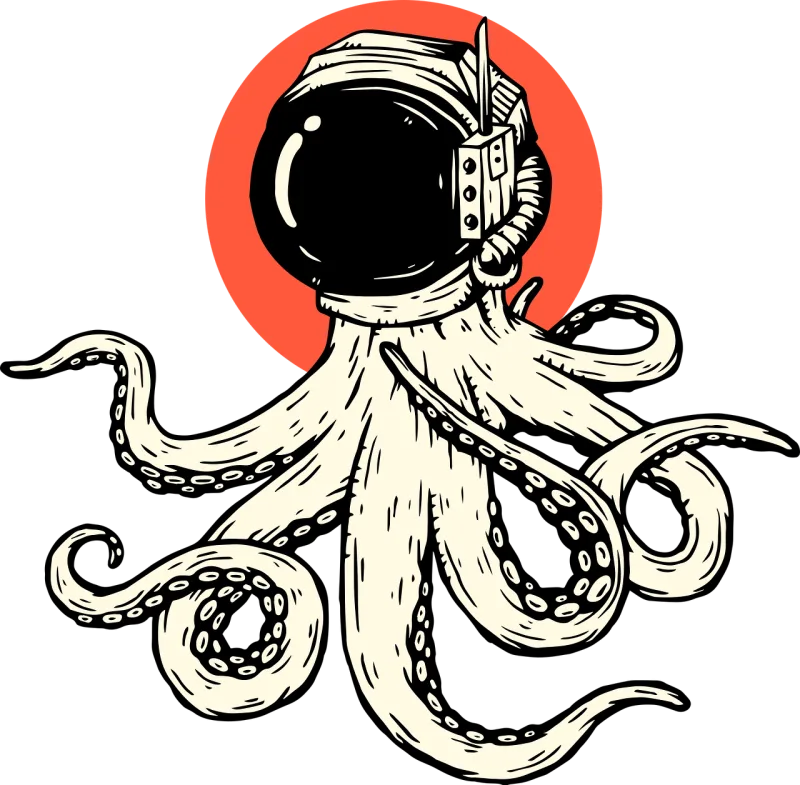 Octopus Ocean Astronaut Stickdatei – Kinder