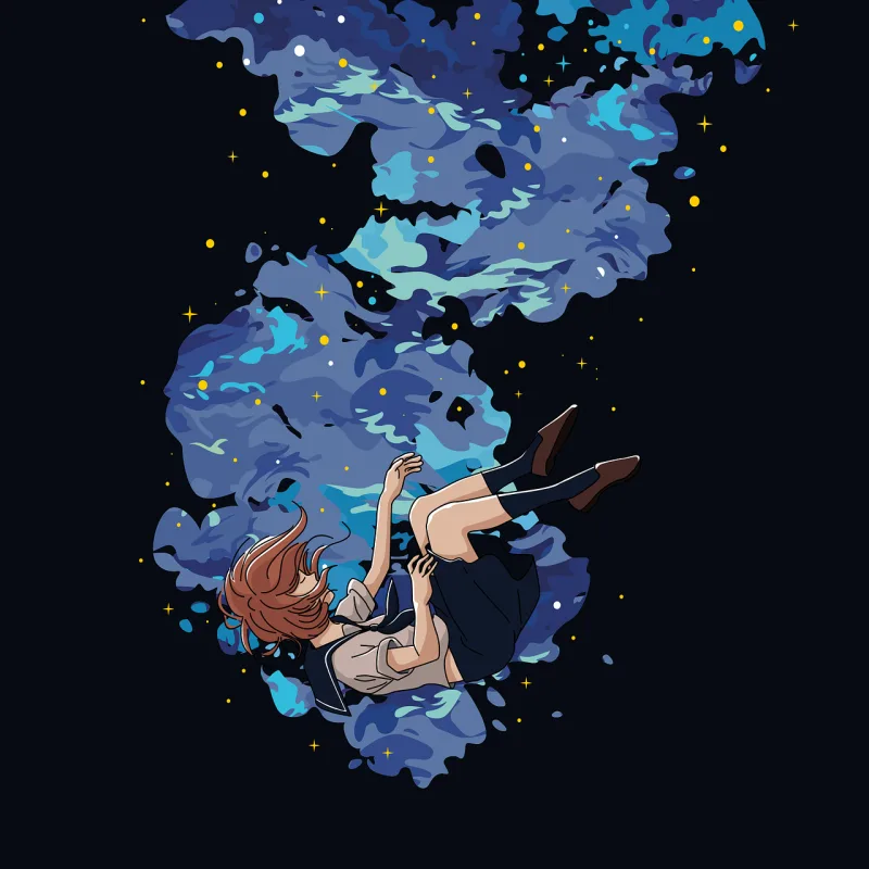 Anime Night sky Girl Stickdatei – Natur