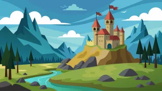 Castle Nature Landscape Stickdatei