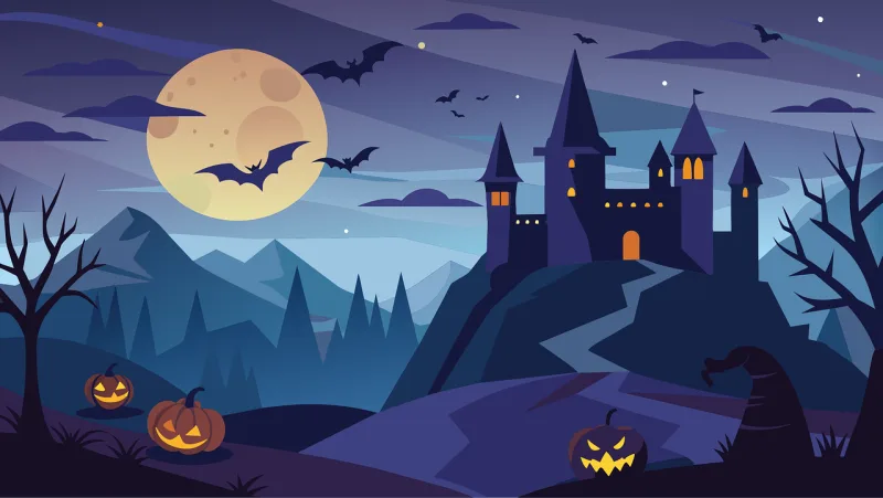 Haunted castle Halloween Landscape Stickdatei – Kinder