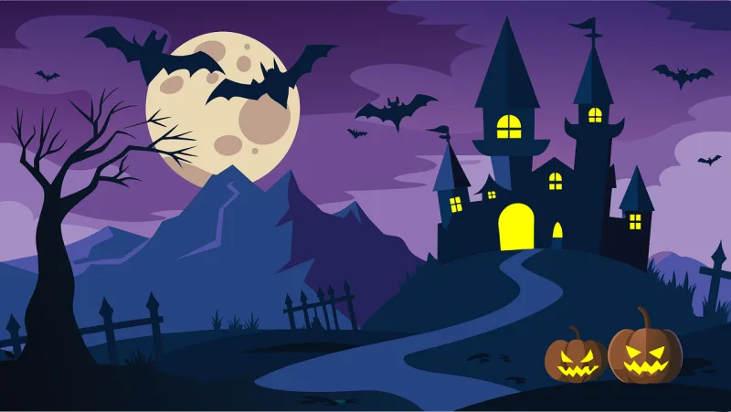 Ai generated Haunted Castle Stickdatei – Kinder