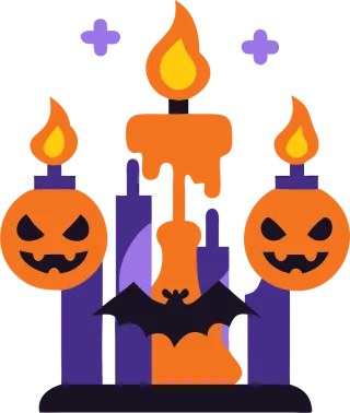 Pumpkins Candles Witch Stickdatei