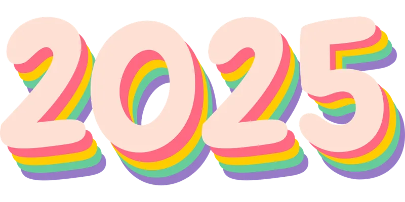 New year 2025 Typographic Stickdatei – Kinder