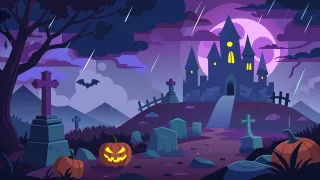Ai generated Halloween background Haunted castle Stickdatei