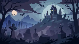Ai generated Halloween background Graveyard Stickdatei