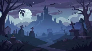 Ai generated Graveyard Haunted castle Stickdatei