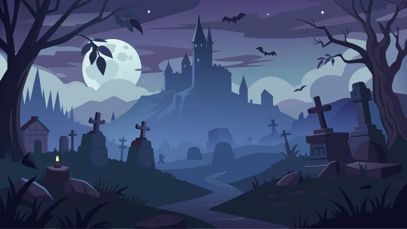Ai generated Graveyard Haunted castle Stickdatei – Kinder