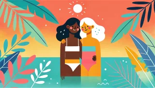 Ai generated Women Beach Stickdatei