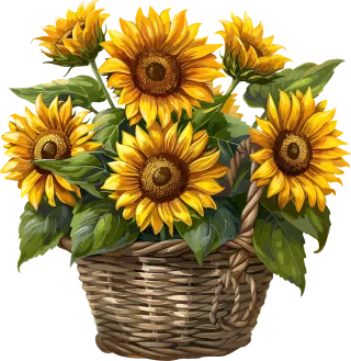 Sunflower Flower Bucket Stickdatei
