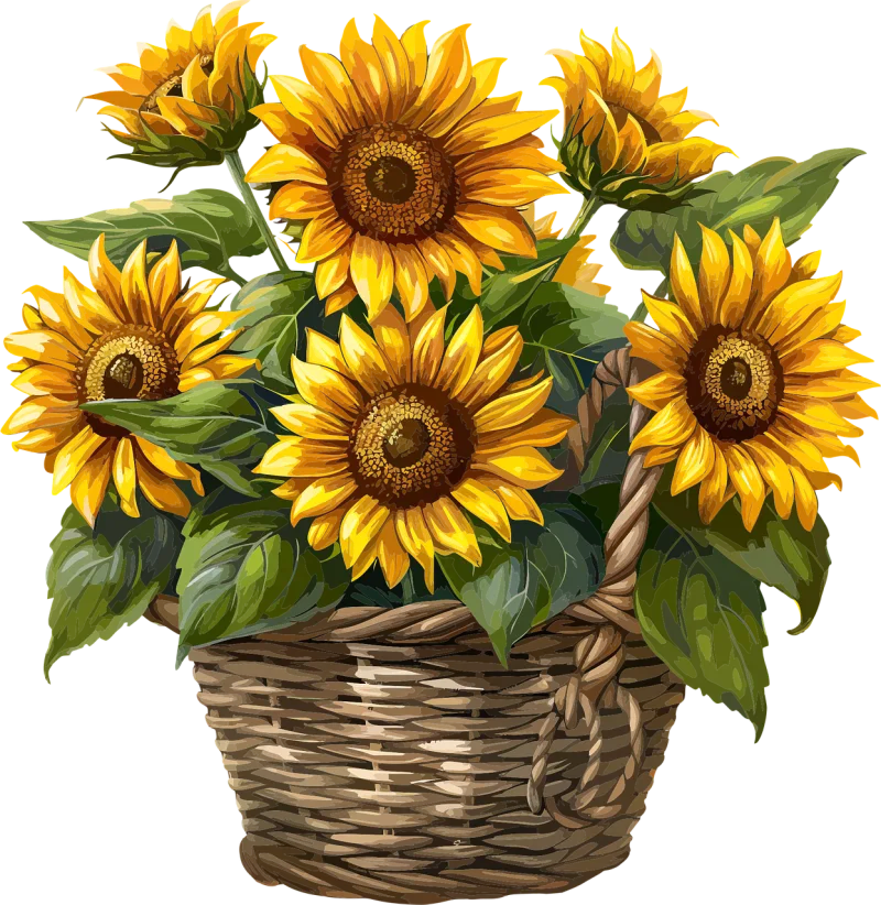 Sunflower Flower Bucket Stickdatei – Blumen