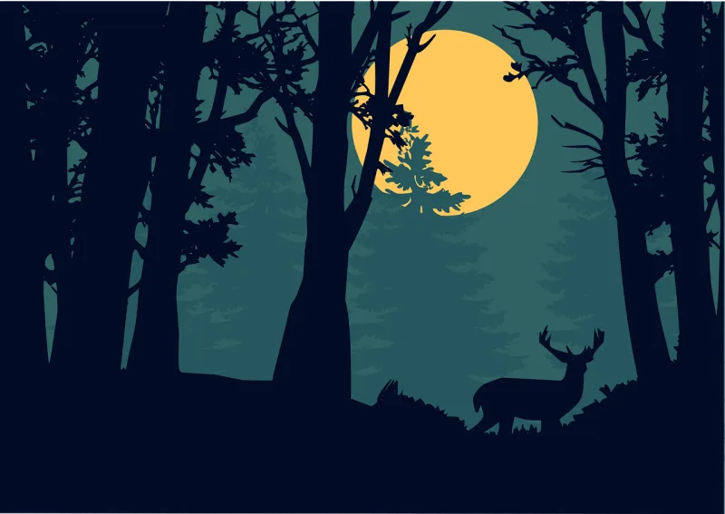 Forest Night Silhouette Stickdatei – Natur