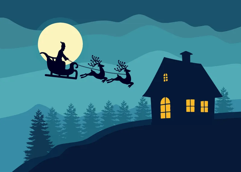 Christmas Santa claus Sleigh Stickdatei – Weihnachten