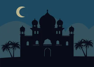 Mosque Crescent moon Arabian nights Stickdatei
