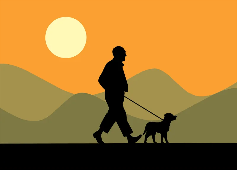 Walking Sunset Silhouette Stickdatei – Natur