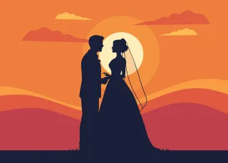 Wedding Silhouette Bride Stickdatei