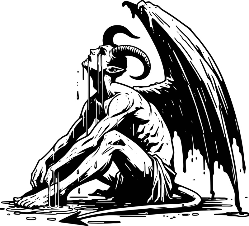 Ai generated Devil Sad Stickdatei – Weihnachten