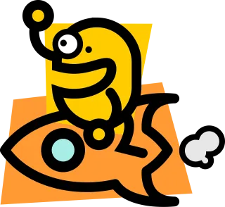 Yellow Character Rocket Stickdatei