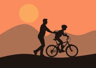 Father Son Bicycle Stickdatei