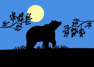 Bear Silhouette Moonlight Stickdatei