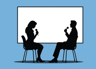Interview Conversation Silhouette Stickdatei – Musik