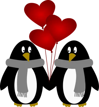 Penguins Balloons Valentine's day Stickdatei
