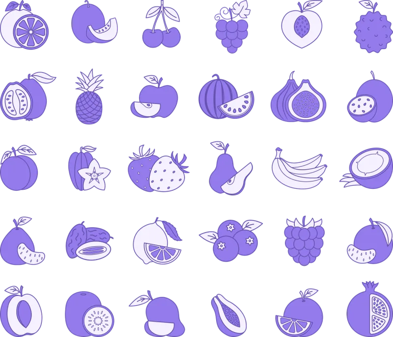 Fruits Icons Dessert Stickdatei – Essen & Trinken