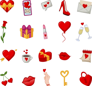 Elements Valentine's day Cartoon Stickdatei