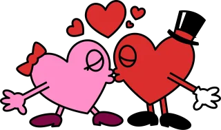 Hearts Love Kiss Stickdatei