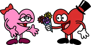 Hearts Couple Cartoon Stickdatei