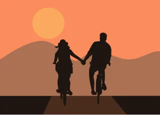 Couple Cycling Silhouette Stickdatei – Fahrzeuge