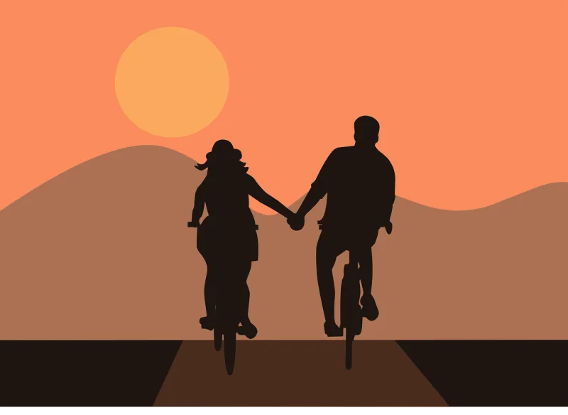 Couple Cycling Silhouette Stickdatei – Fahrzeuge