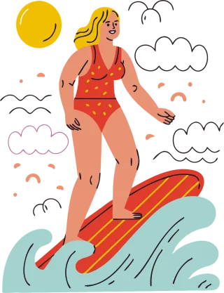 Ai generated Surfing Woman Stickdatei