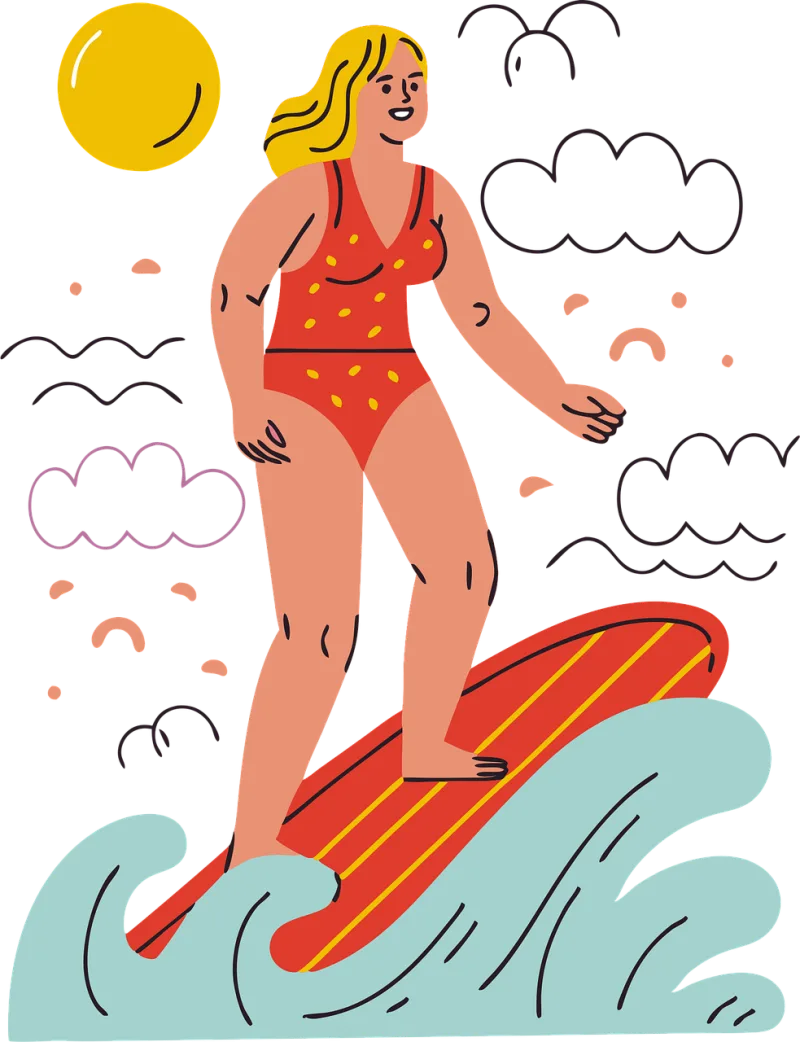 Ai generated Surfing Woman Stickdatei – Sport
