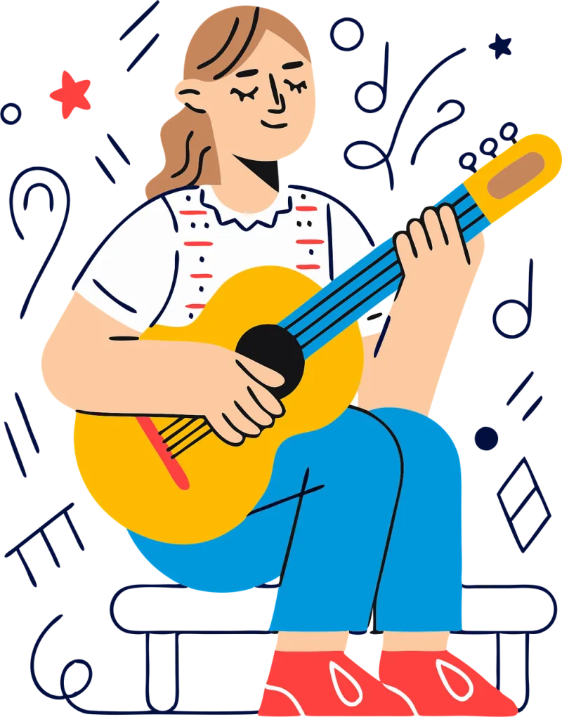 Ai generated Woman Guitar Stickdatei – Musik