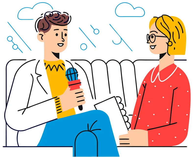 Ai generated Interview Conversation Stickdatei – Musik