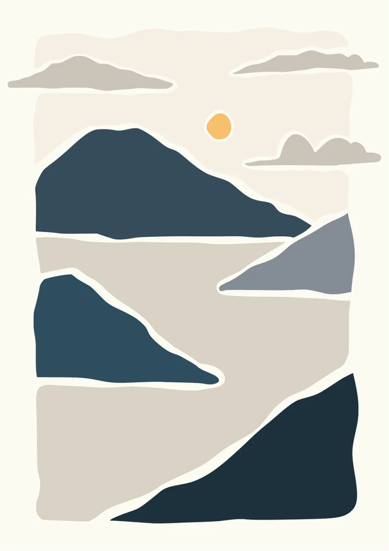 Mountain Sea Shape Stickdatei – Natur