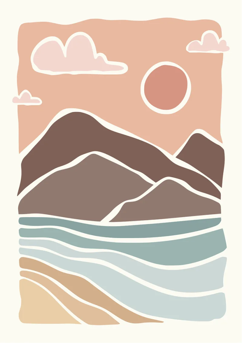 Mountain Sea Shape Stickdatei – Natur