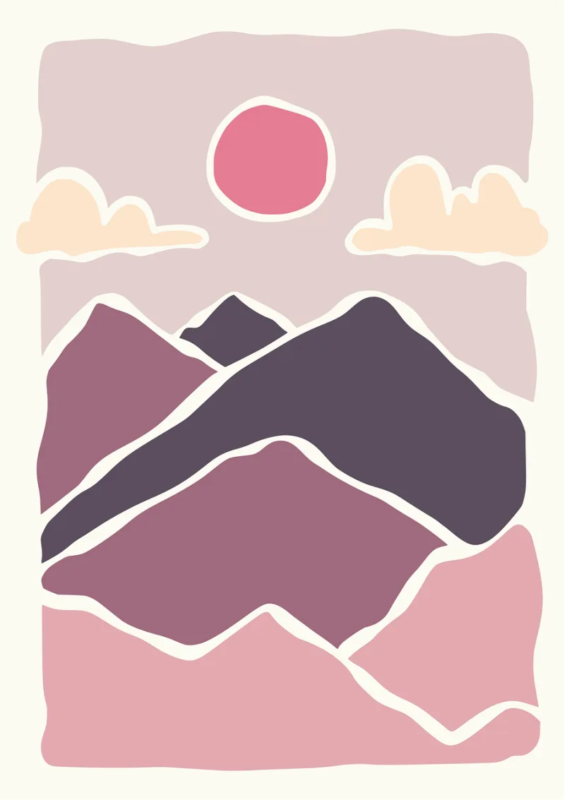 Mountain Sea Shape Stickdatei – Natur